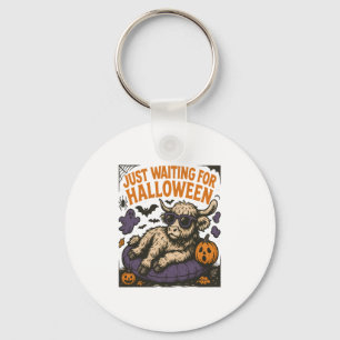 Waiting For Halloween Highland Cow Keychain