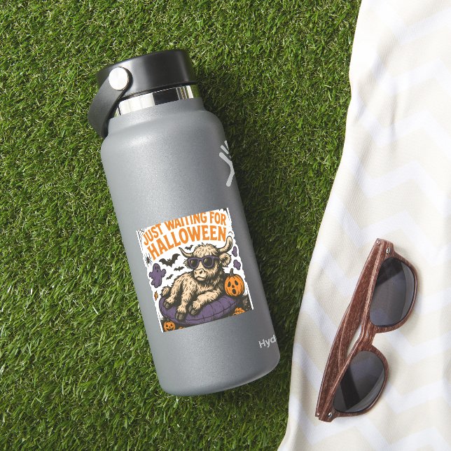 Waiting For Halloween Highland Cow Sticker (HydroFlask Insitu)