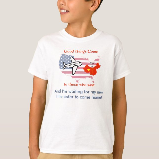 Waiting for my little sister Adoption From China T-Shirt (Front)