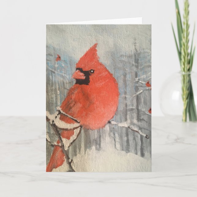 Waiting For My Turn At The Bird Feeder Thank You Card (Front)