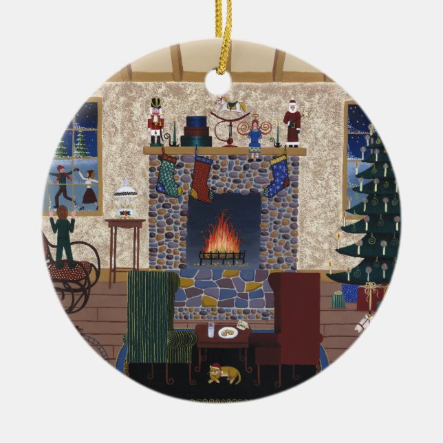 Waiting for Santa Ceramic Ornament (Front)
