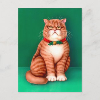 Waiting For Santa Claws Holiday Postcard by gailgastfield at Zazzle