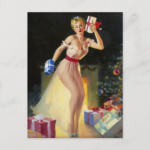 Waiting for Santa Gil Elvgren Vintage Pin up girl Postcard