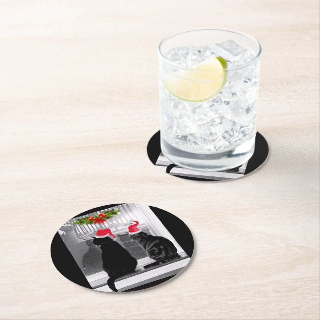 Waiting For Santa Round Paper Coaster (Insitu)