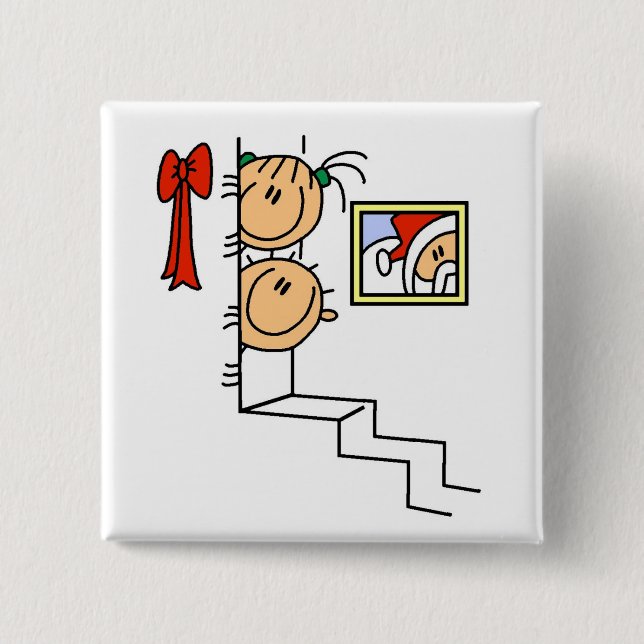 Waiting for Santa T-shirts and Gifts Button (Front)