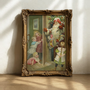 Waiting for Santa Vintage Christmas Poster