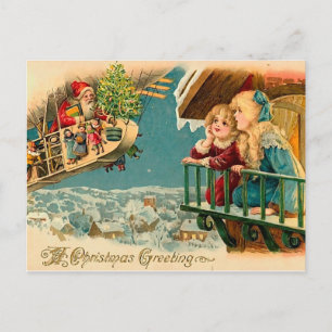 Waiting for Santa - Vintage Victorian Christmas Holiday Postcard