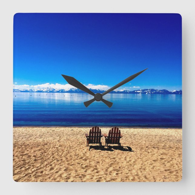 Waiting for Summer on Lake Tahoe Square Wall Clock (Front)