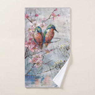 Waiting For Supper Kingfisher Bird Hand Towel