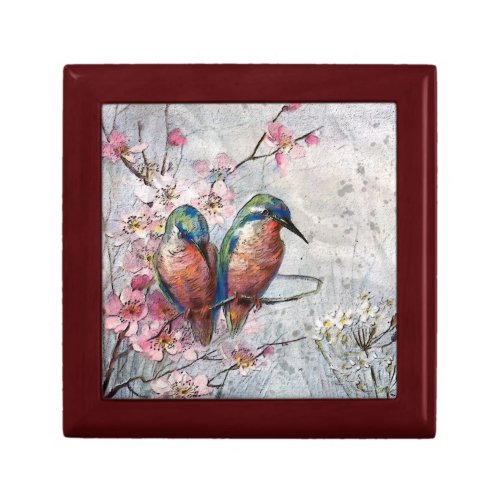 Waiting For Supper Kingfisher Bird Illustration  Gift Box