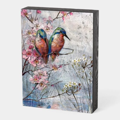 Waiting For Supper Kingfisher Bird Illustration   Wooden Box Sign