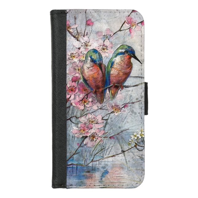 Waiting For Supper Kingfisher Bird   iPhone Wallet Case (Front)