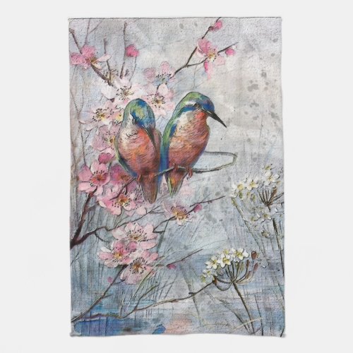 Waiting For Supper Kingfisher Bird     Kitchen Towel