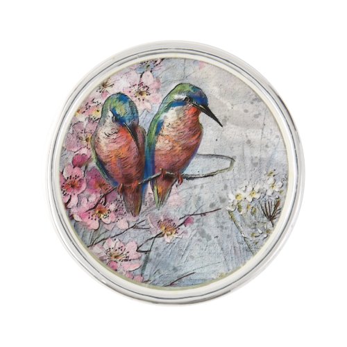 Waiting For Supper Kingfisher Bird    Lapel Pin