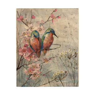 Waiting For Supper Kingfisher Bird   Wood Wall Art