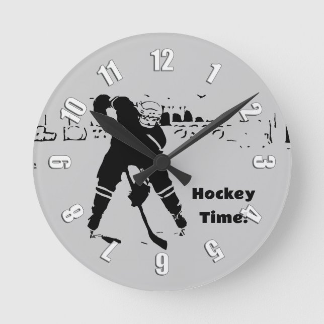 Waiting for the Puck - Hockey Player Round Clock (Front)