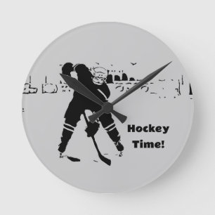 Waiting for the Puck - Hockey Player Round Clock
