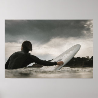 Waiting for the Wave Ocean Surf Art Surfer Poster