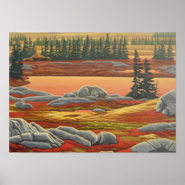 Waiting For Winter 2 Polar Bear Painting Print (Front)
