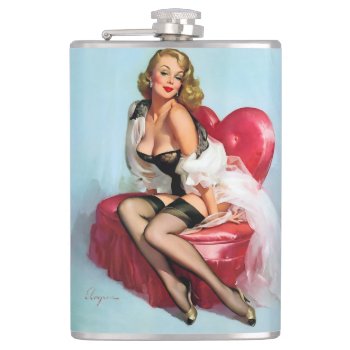 Waiting For You Hip Flask by RetroAndVintage at Zazzle