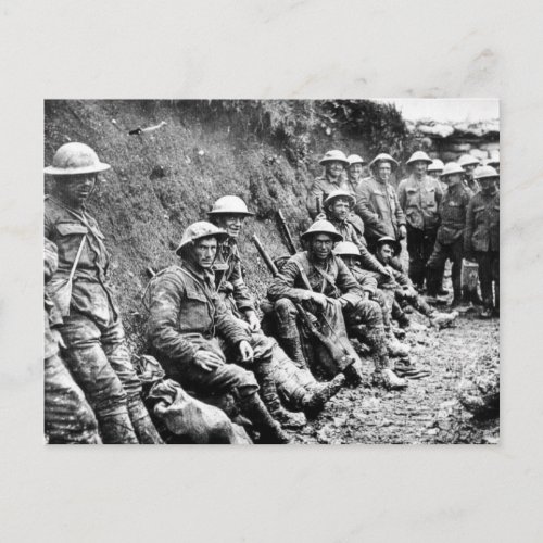 Waiting in the Trenches WWI Postcard