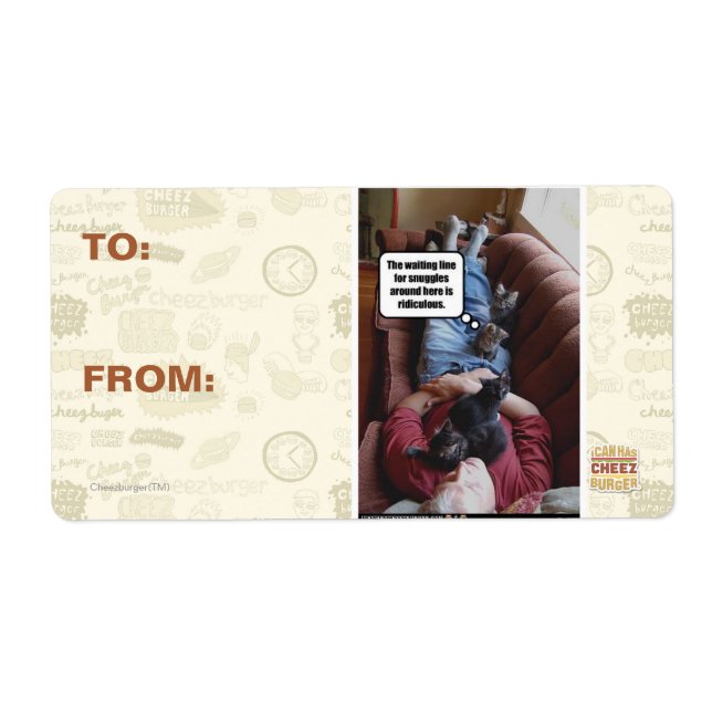 Waiting line for snuggles label (Front)