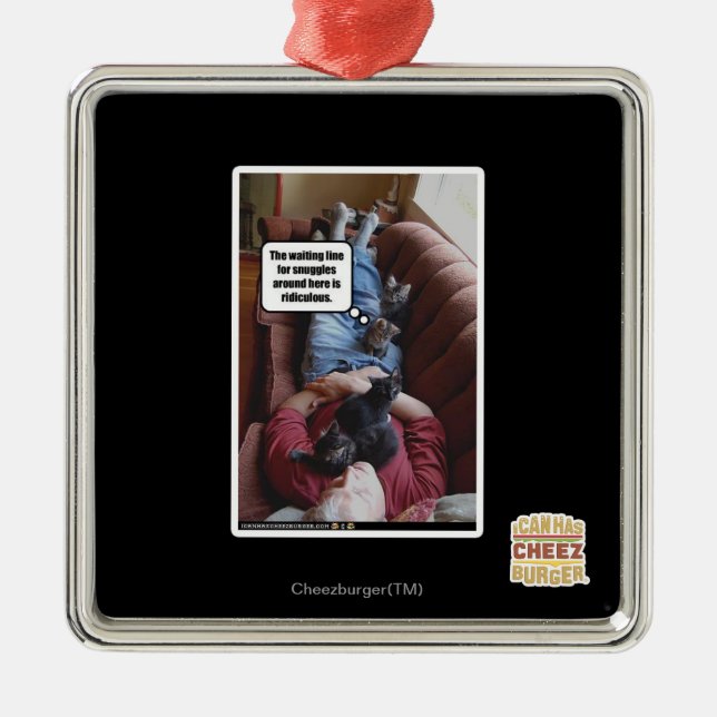 Waiting line for snuggles metal ornament (Front)