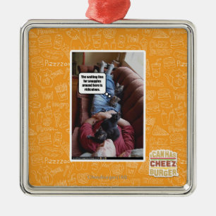 Waiting line for snuggles metal ornament