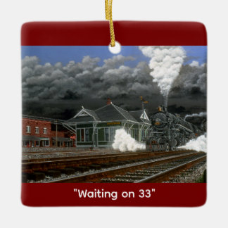 "Waiting on 33" by Tom Rock Ceramic Ornament