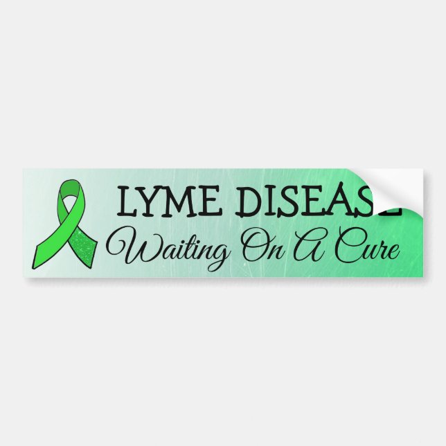 Waiting on a Cure, Lyme Disease Awareness Ribbon Bumper Sticker (Front)