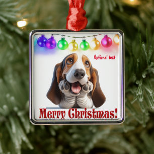 Waiting on Santa Basset Hound Metal Ornament