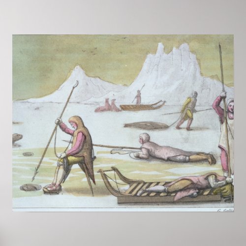 Waiting on the Ice detail from Seal Hunting colo Poster