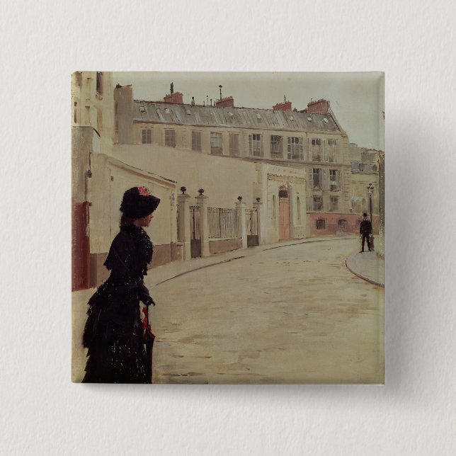 Waiting, Rue de Chateaubriand, Paris Pinback Button (Front)