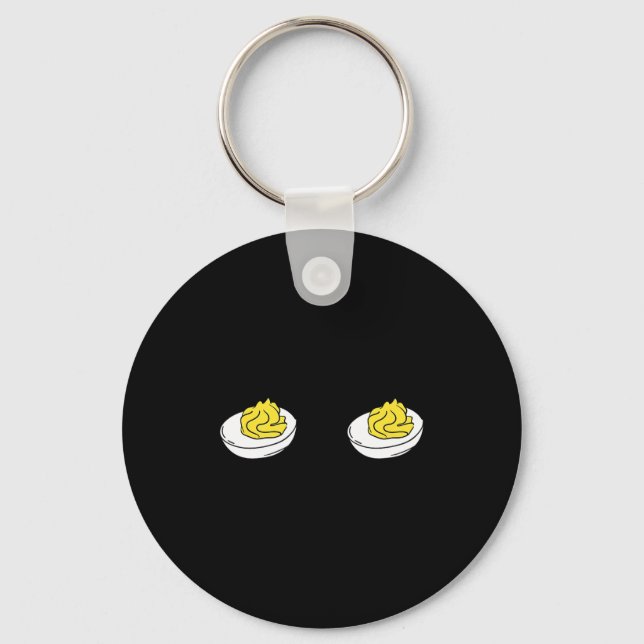 Waiting To Stuff My Face Deviled Eggs Couple Thank Keychain (Front)