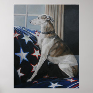 Waiting Whippet Dog Art Poster