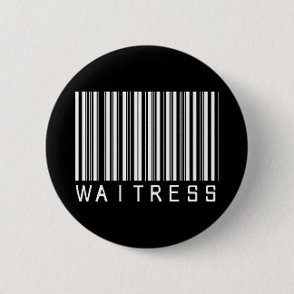Waitress Bar Code Pinback Button