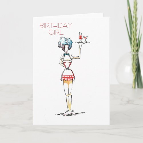 Waitress Birthday Girl Card