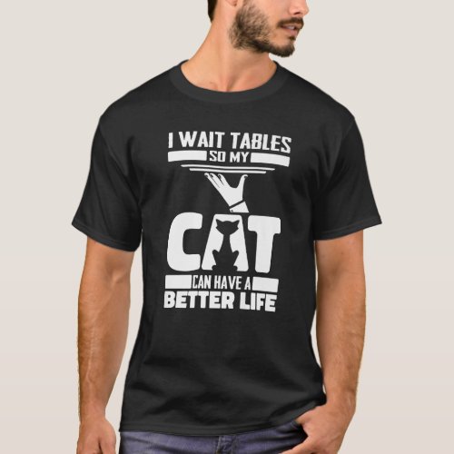 Waitress Cat Server Waiter T_Shirt