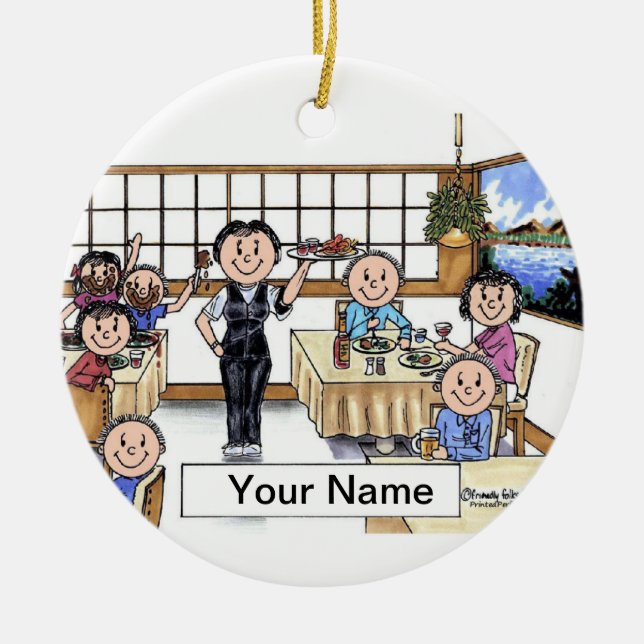 Waitress Ceramic Ornament (Front)