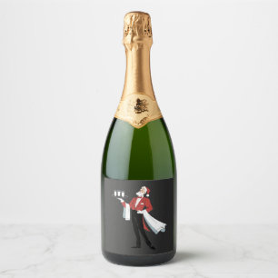 Waitress Christmas Santa Server Xmas Sparkling Wine Label