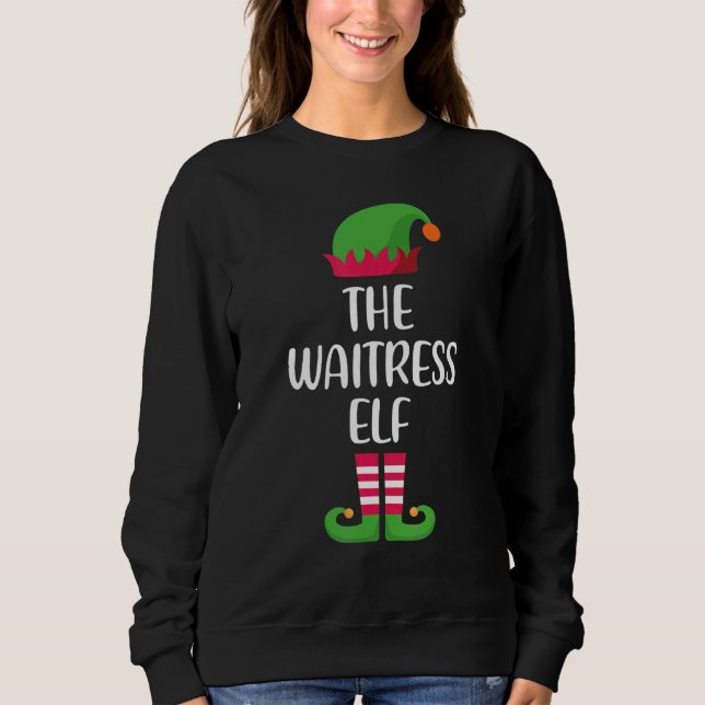 waitress Elf Family Matching Group Christmas Pajam Sweatshirt (Front)