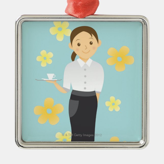 Waitress Metal Ornament (Front)