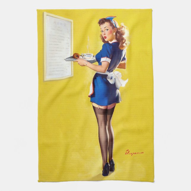 Waitress Pin Up Kitchen Towel (Vertical)