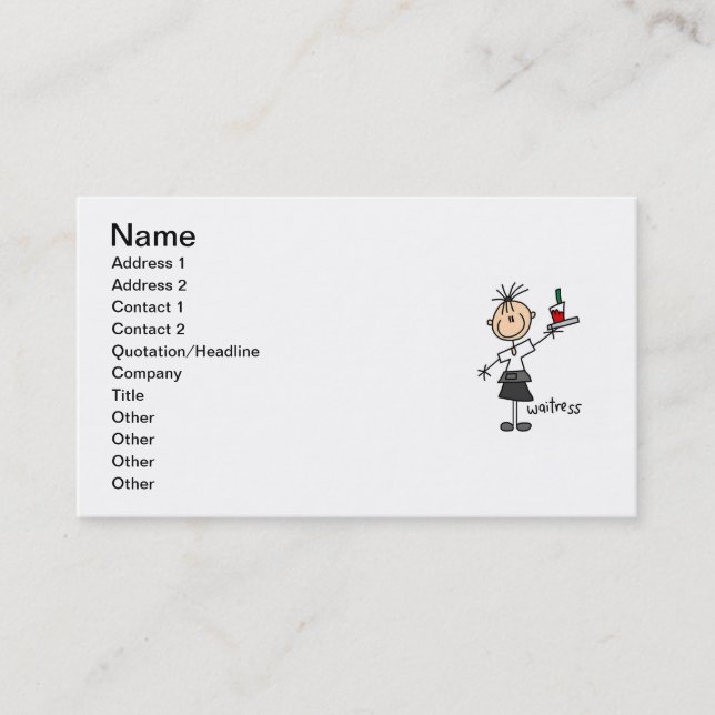 Waitress Stick Figure Business Card (Front)