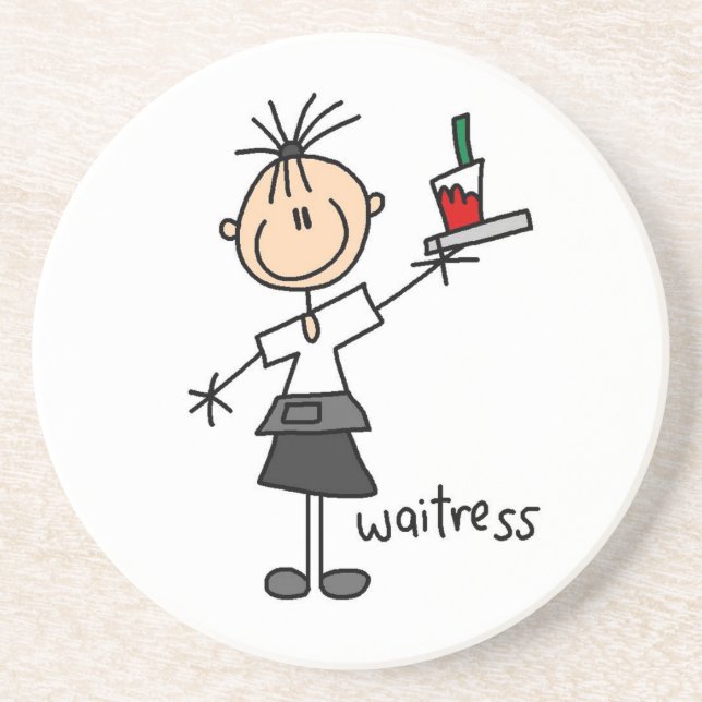 Waitress Stick Figure Drink Coaster (Front)
