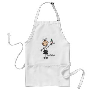 Waitress Stick Figure Holding Serving Tray Adult Apron