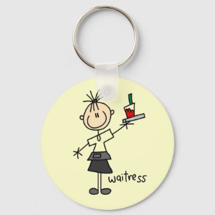 Waitress Stick Figure Keychain