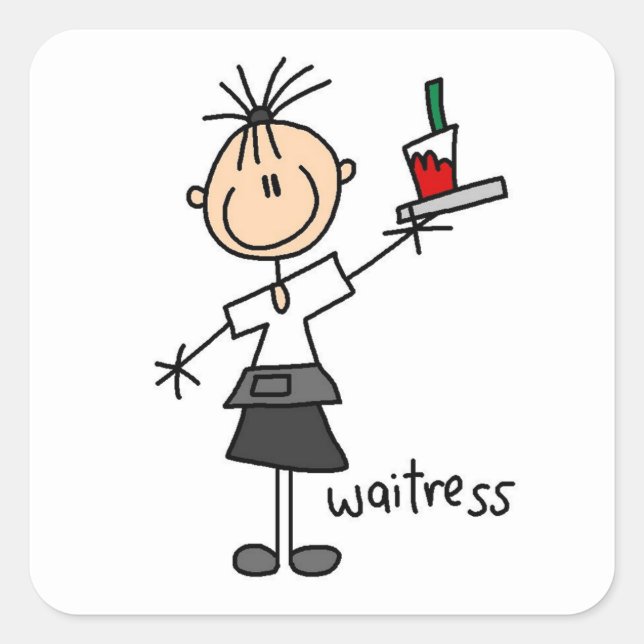 Waitress Stick Figure Square Sticker (Front)
