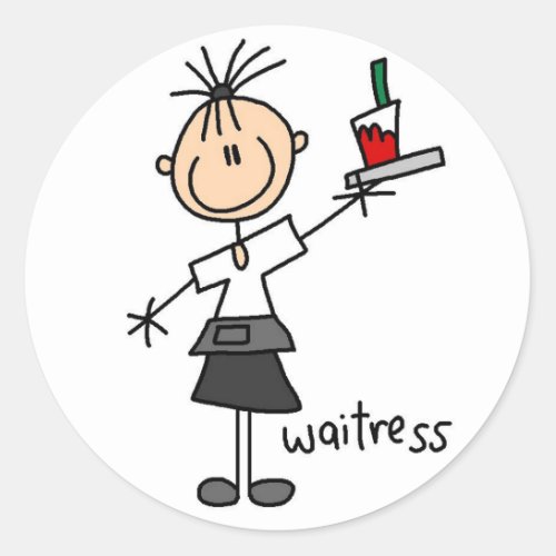 Waitress Stick Figure Sticker