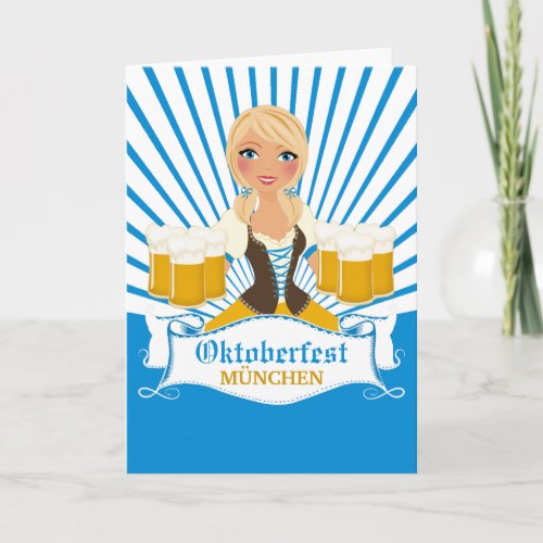 Waitress with Beer Stein Card